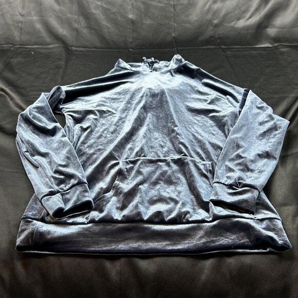 Tops - GB Girls Women’s Blue Velvet Long Sleeve Hoodie Size XS Casual Top